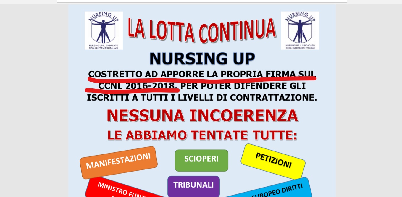 Infermieri. Nursing Up fa marcia indietro e firma il Contratto. Anche l’ultima maschera è caduta.