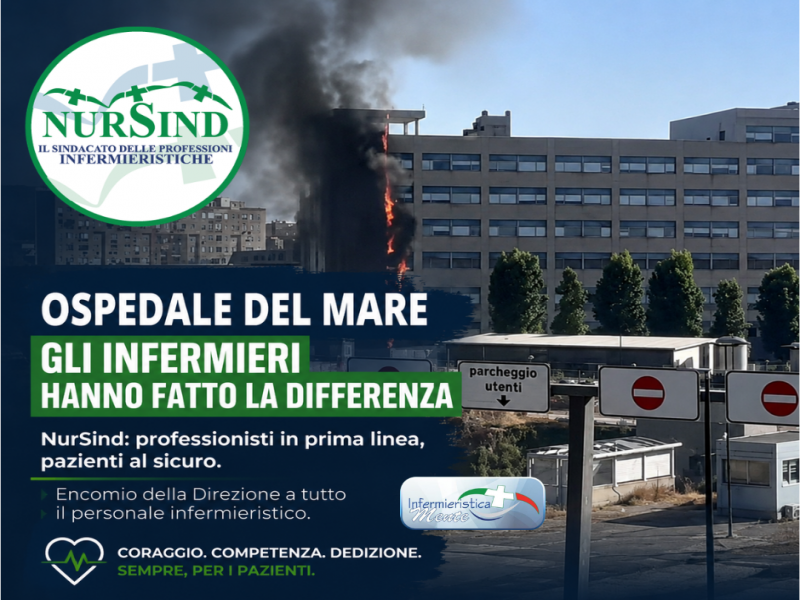Incendio all'Ospedale del Mare, NurSind: ''Gli infermieri hanno salvato i pazienti''